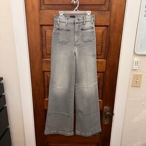 MOTHER Hustler Roller Patch PKT Sneak Noted Gray Jeans sz 24 NWT's $278 Wide Leg